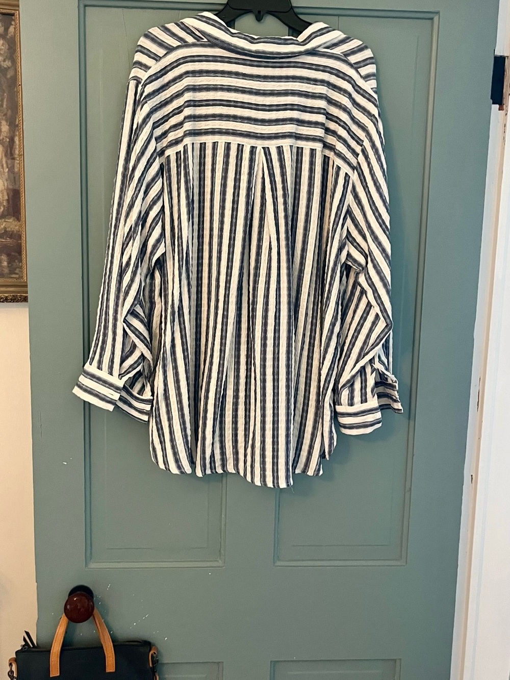 Jane and Delancey Blue and White Striped Button-Down Shirt - Picture 2 of 3